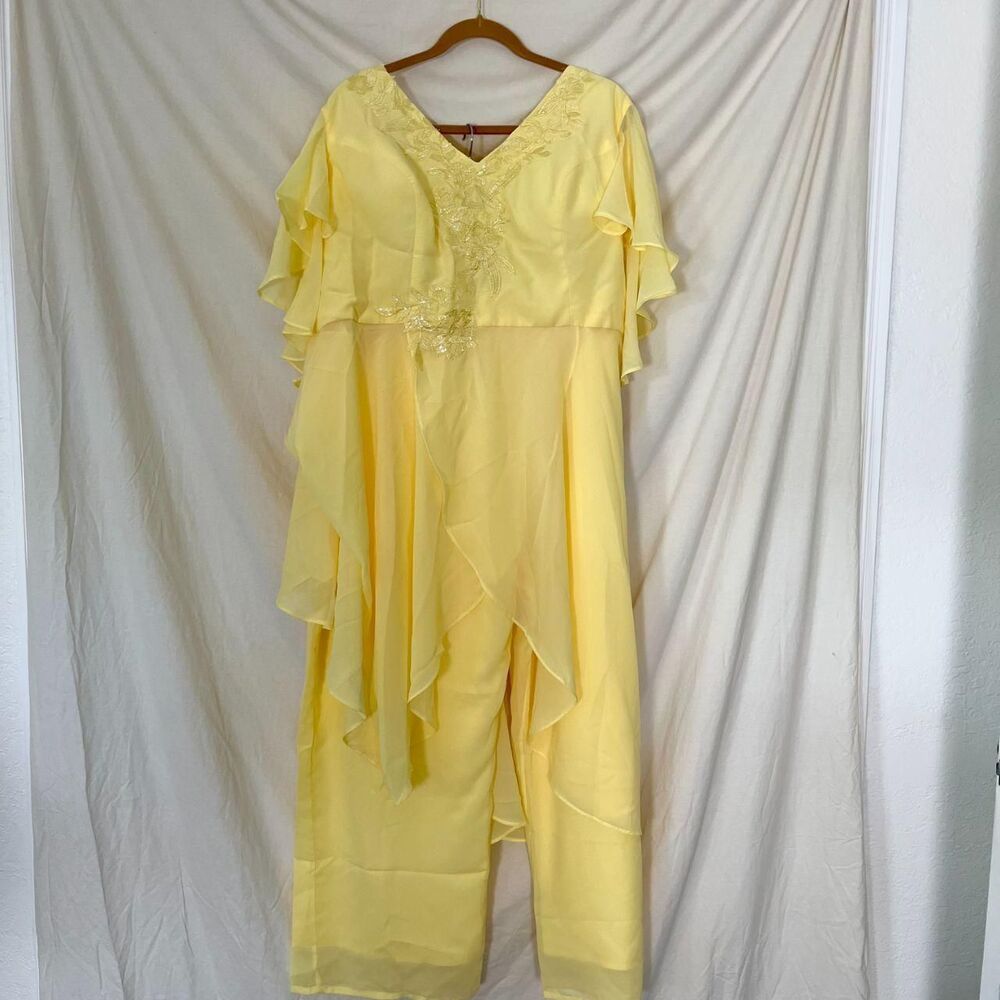 3 Piece Chiffon Matching Tunic Beaded Asymmetric Set Size 26
